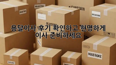 용달이사 후기 확인하고 현명하게 이사 준비하세요!