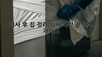 이사 후 집 정리, 이제 걱정 끝! 완벽 가이드